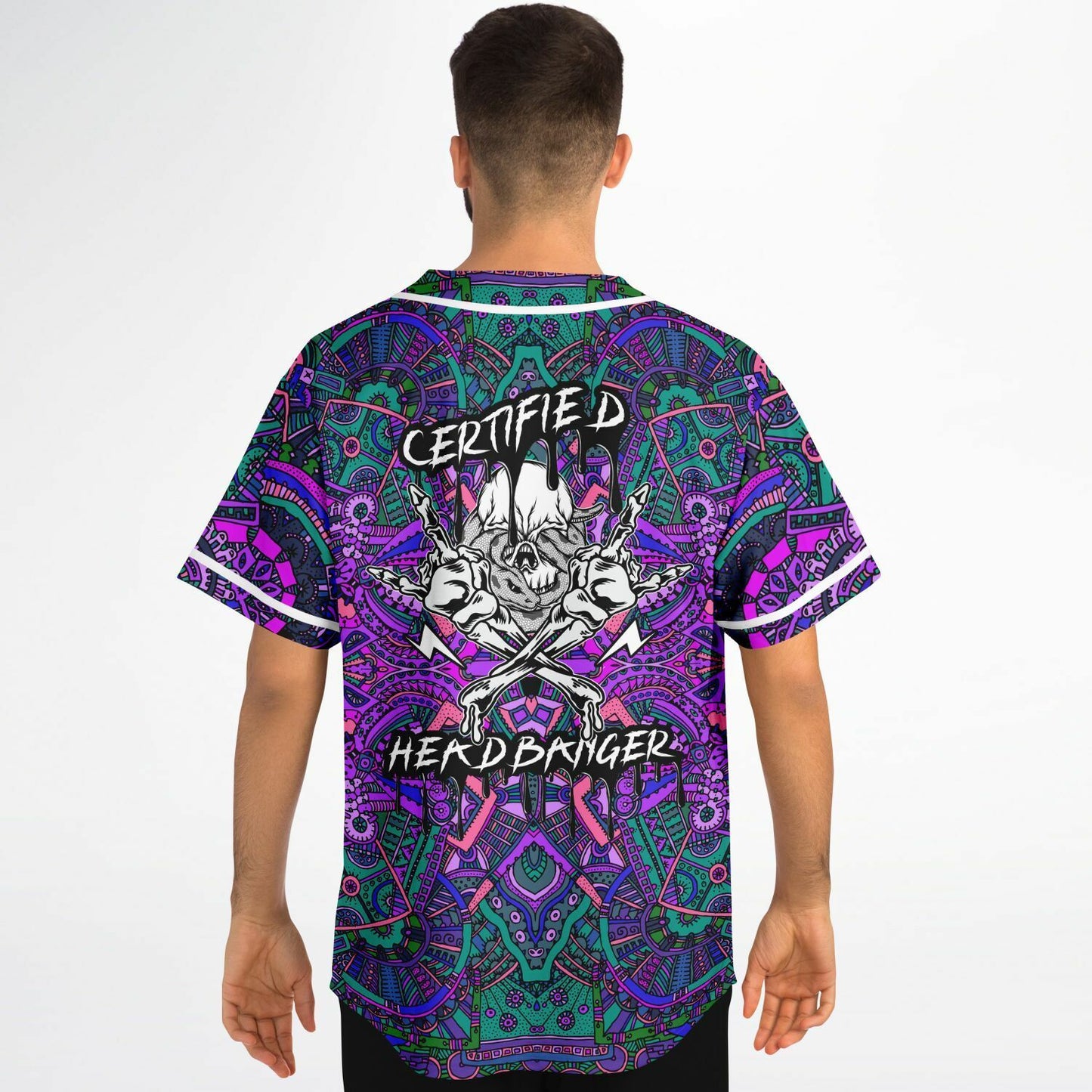 Purple Kaleidoscopic Tribal Rave Baseball Jersey