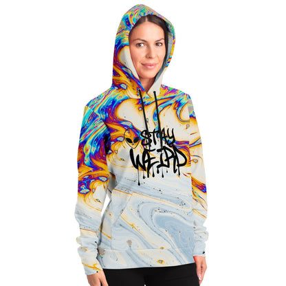 Stay Weird Rainbow Oil Slick Rave Hoodie