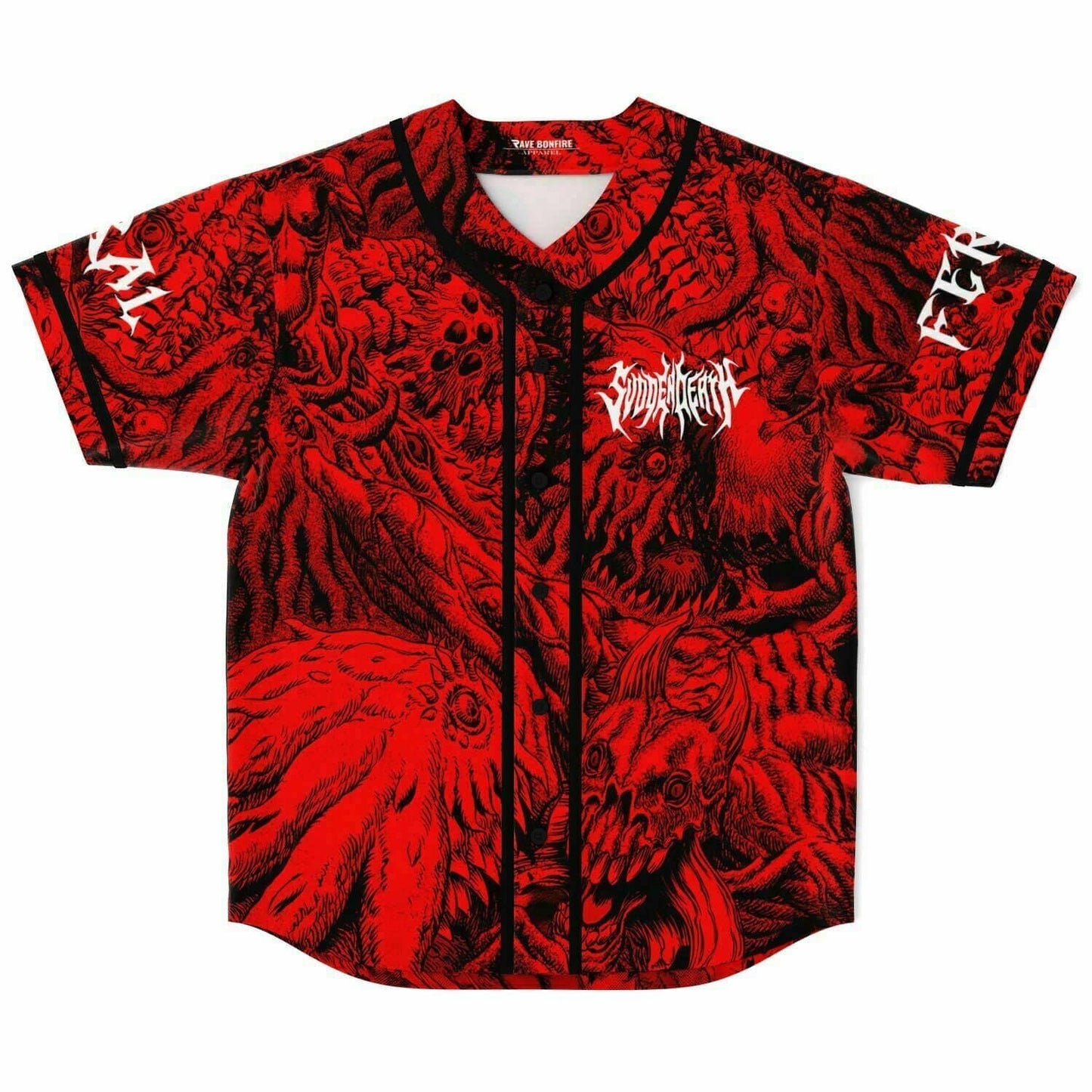 SVDDEN DEATH Red Black Dense Horror Rave Baseball Jersey