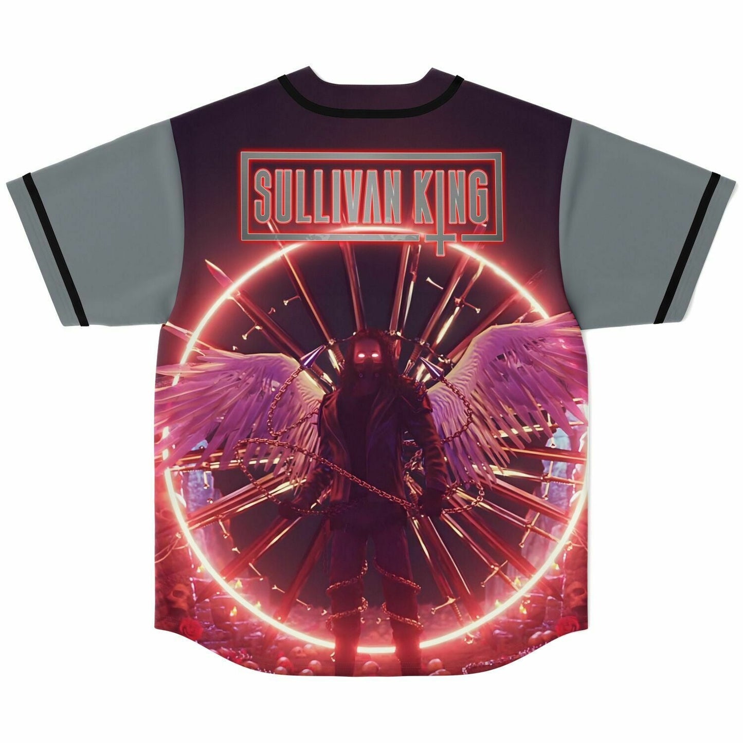 Sullivan King Grey Winged Armored Rave Baseball Jersey