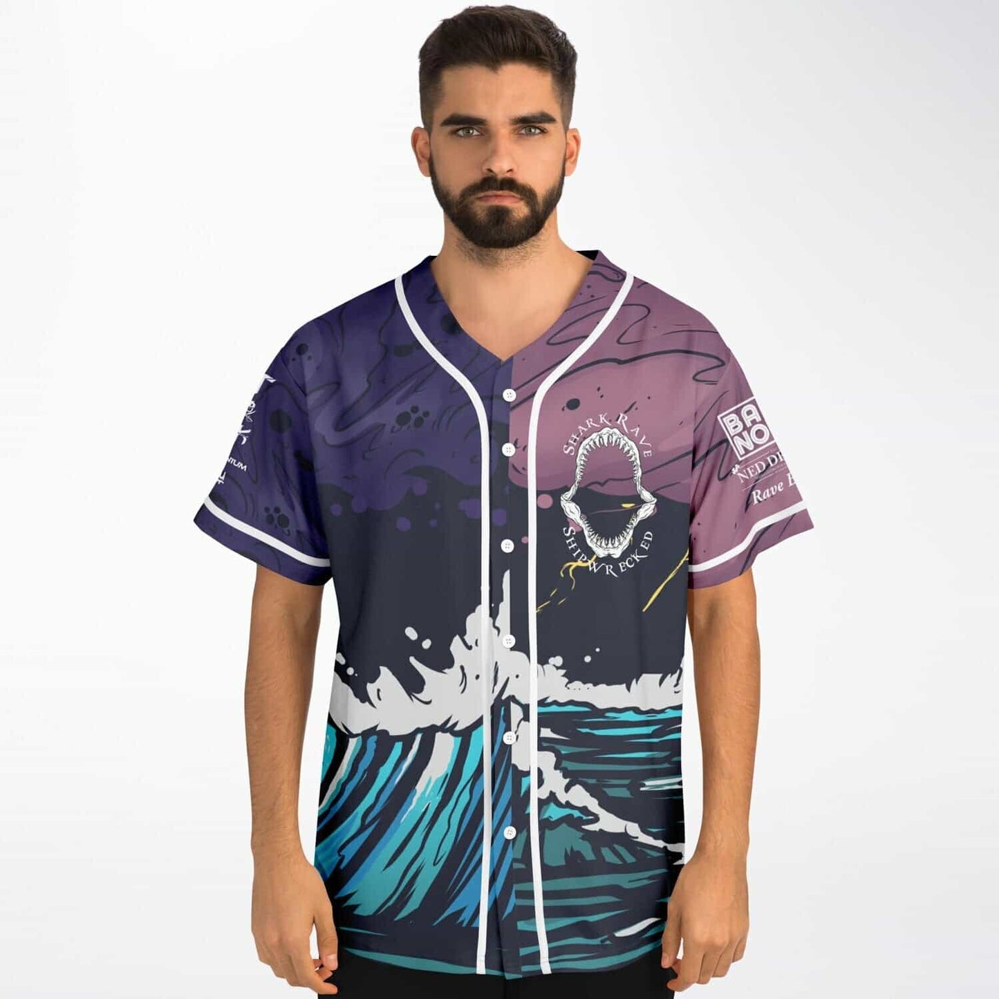 Purple Mauve Crashing Ocean Rave Baseball Jersey