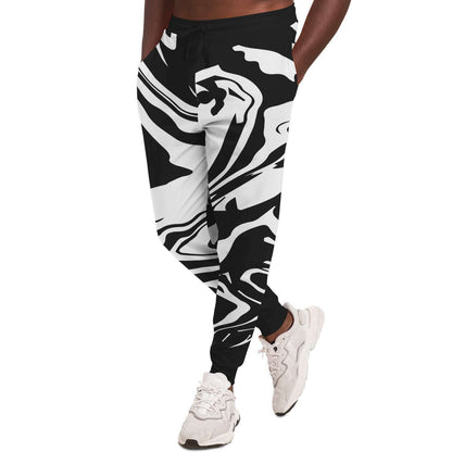 Black White Liquid Marble Rave Joggers