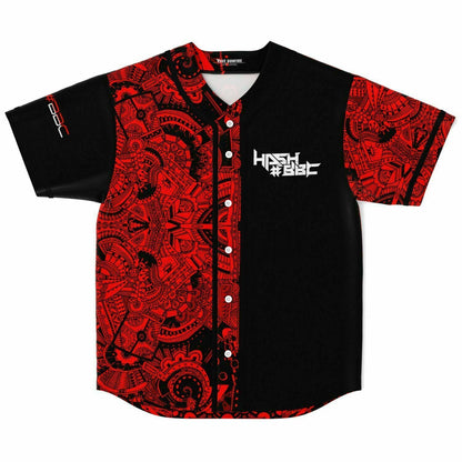 Red Black Dense Tribal Rave Baseball Jersey