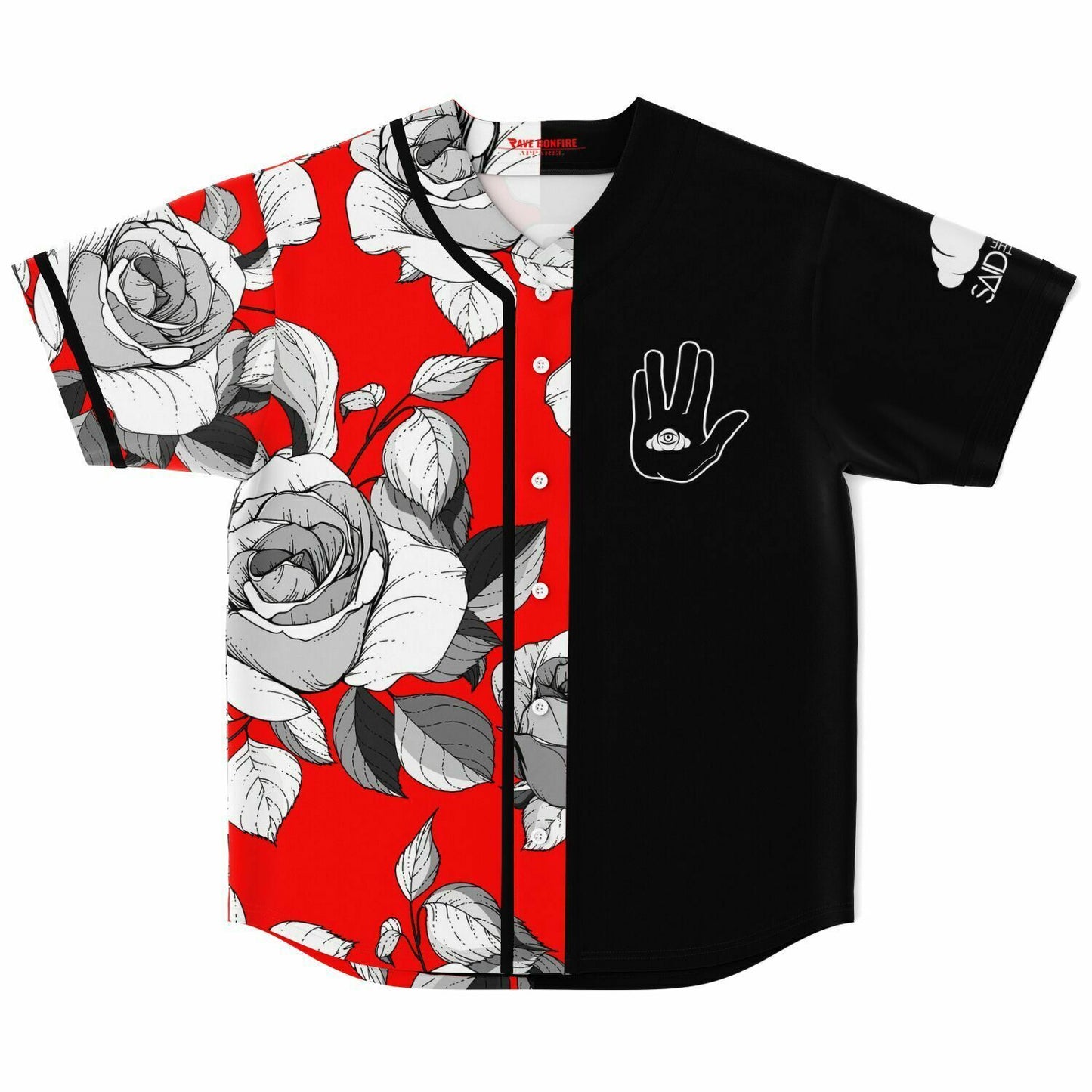 Rezz Red Split Grayscale Rave Baseball Jersey