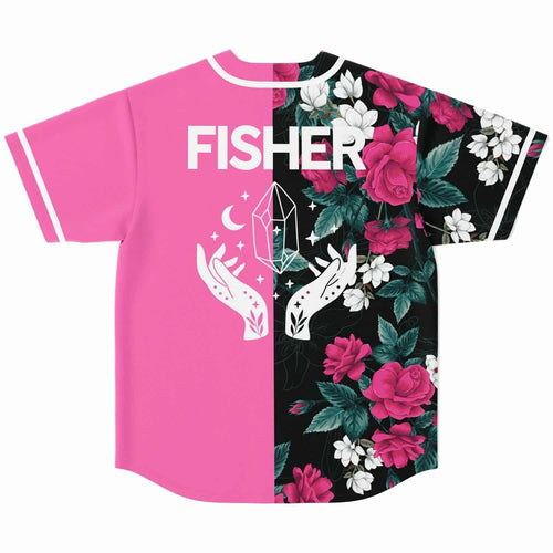 Fisher Hot Pink Split Panel Rave Baseball Jersey