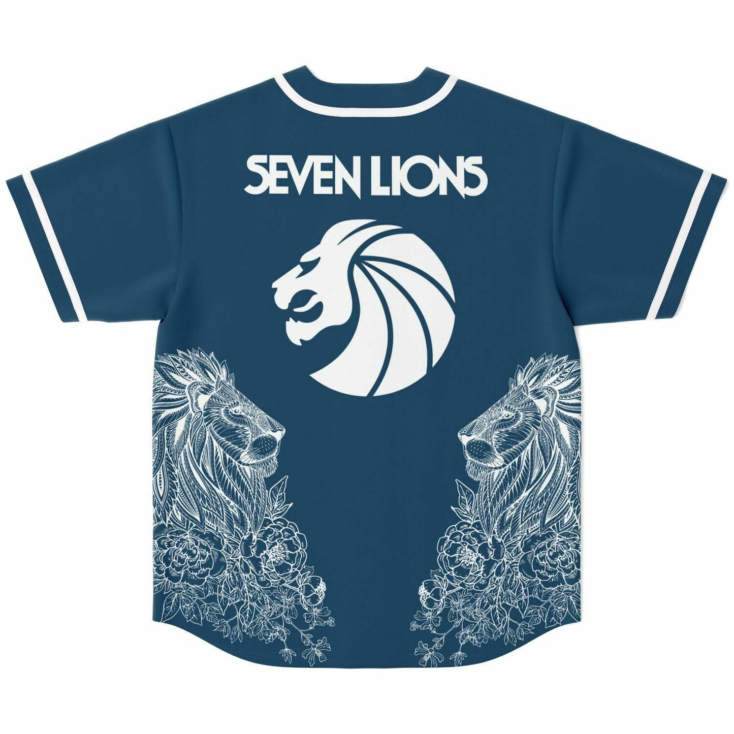 Seven Lions Navy Blue Detailed White Rave Baseball Jersey