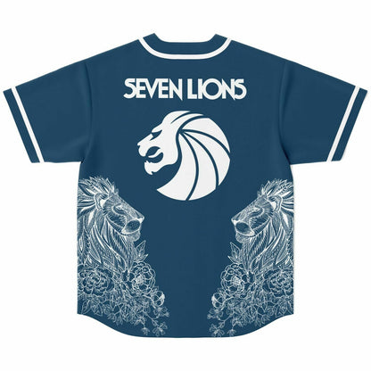 Seven Lions Navy Blue Detailed White Rave Baseball Jersey