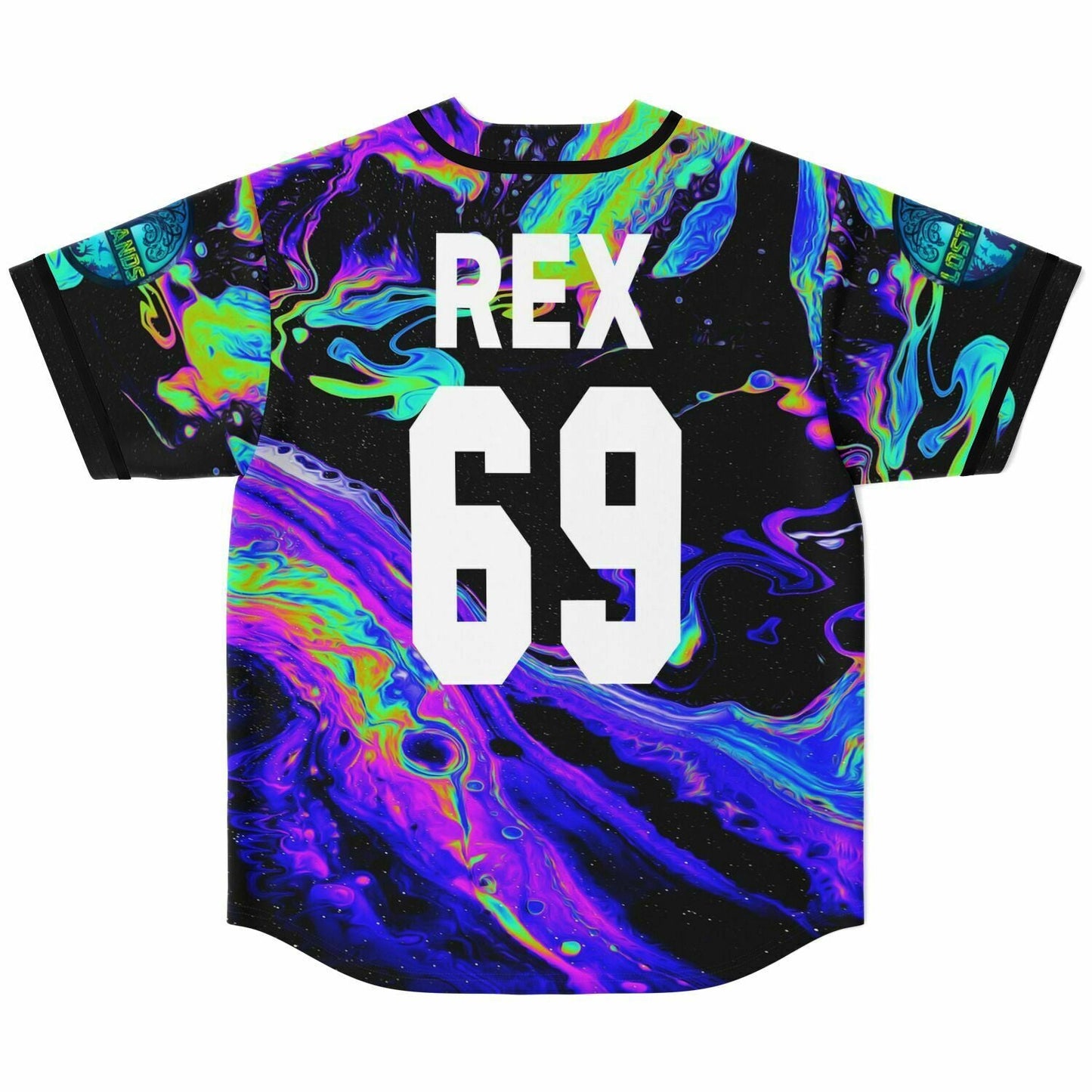 Black Psychedelic Liquid Rave Baseball Jersey