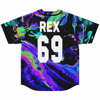 Black Psychedelic Liquid Rave Baseball Jersey