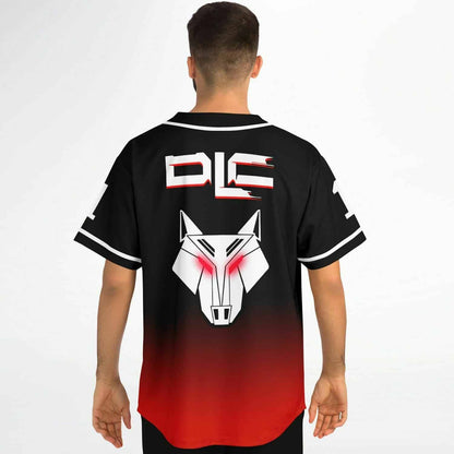 DLC Black Red Geometric Origami Rave Baseball Jersey