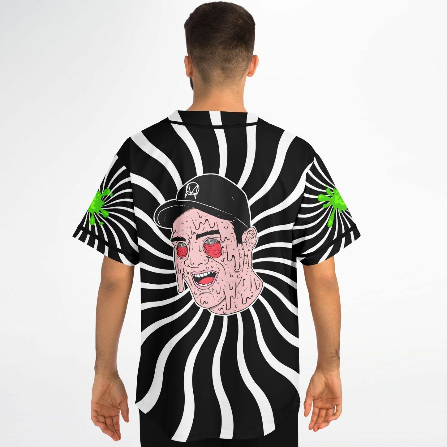 Getter Black White Spiral Optical Rave Baseball Jersey