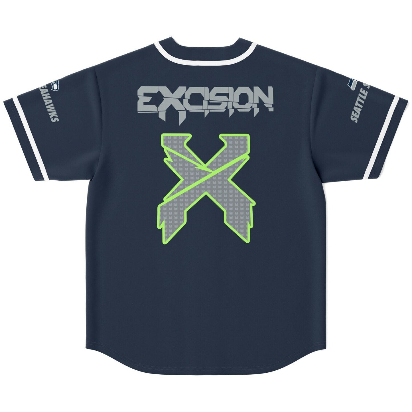 Excision Navy Blue Green Grey Rave Baseball Jersey