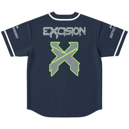 Excision Navy Blue Green Grey Rave Baseball Jersey