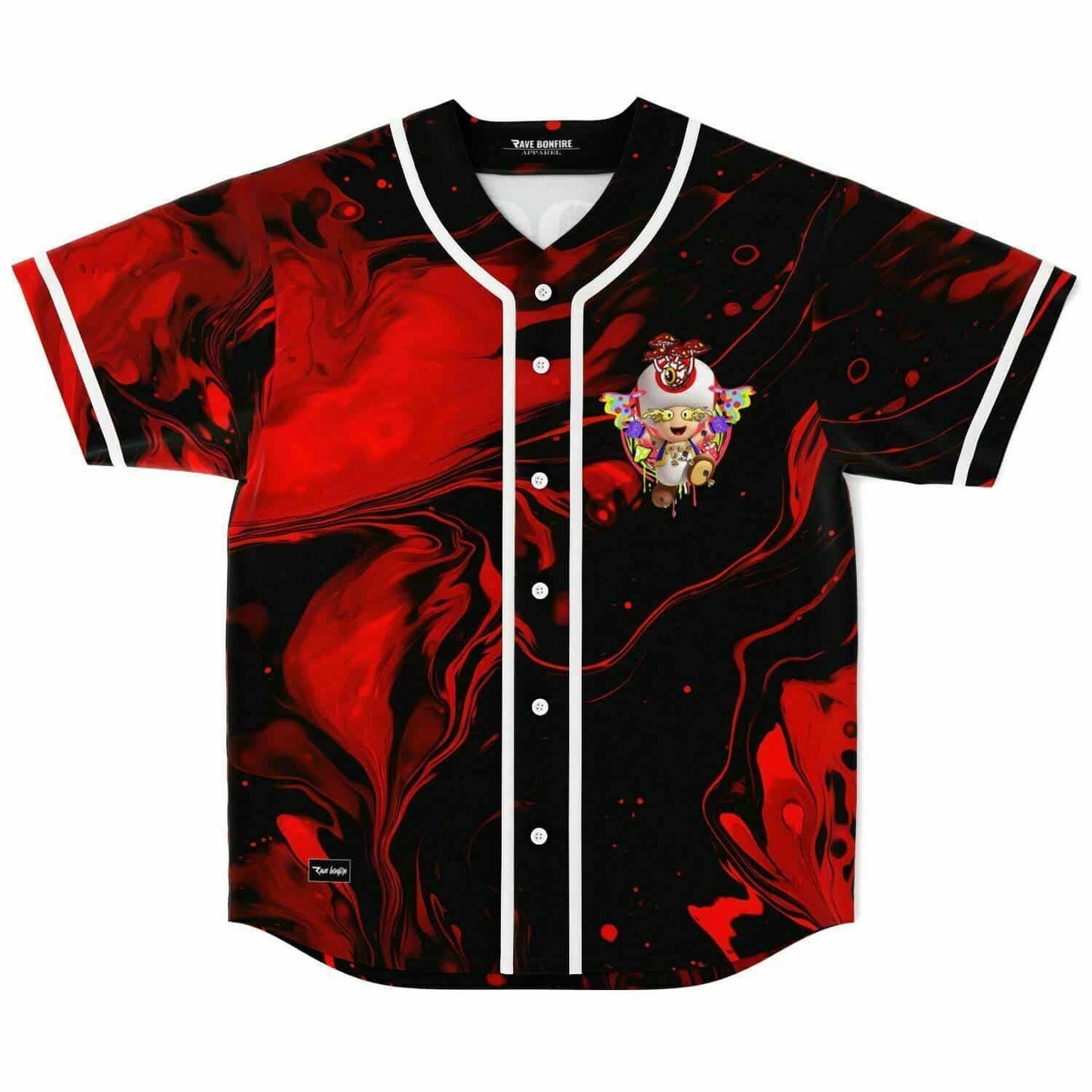 Knock2 Red Black Psychedelic Rave Baseball Jersey