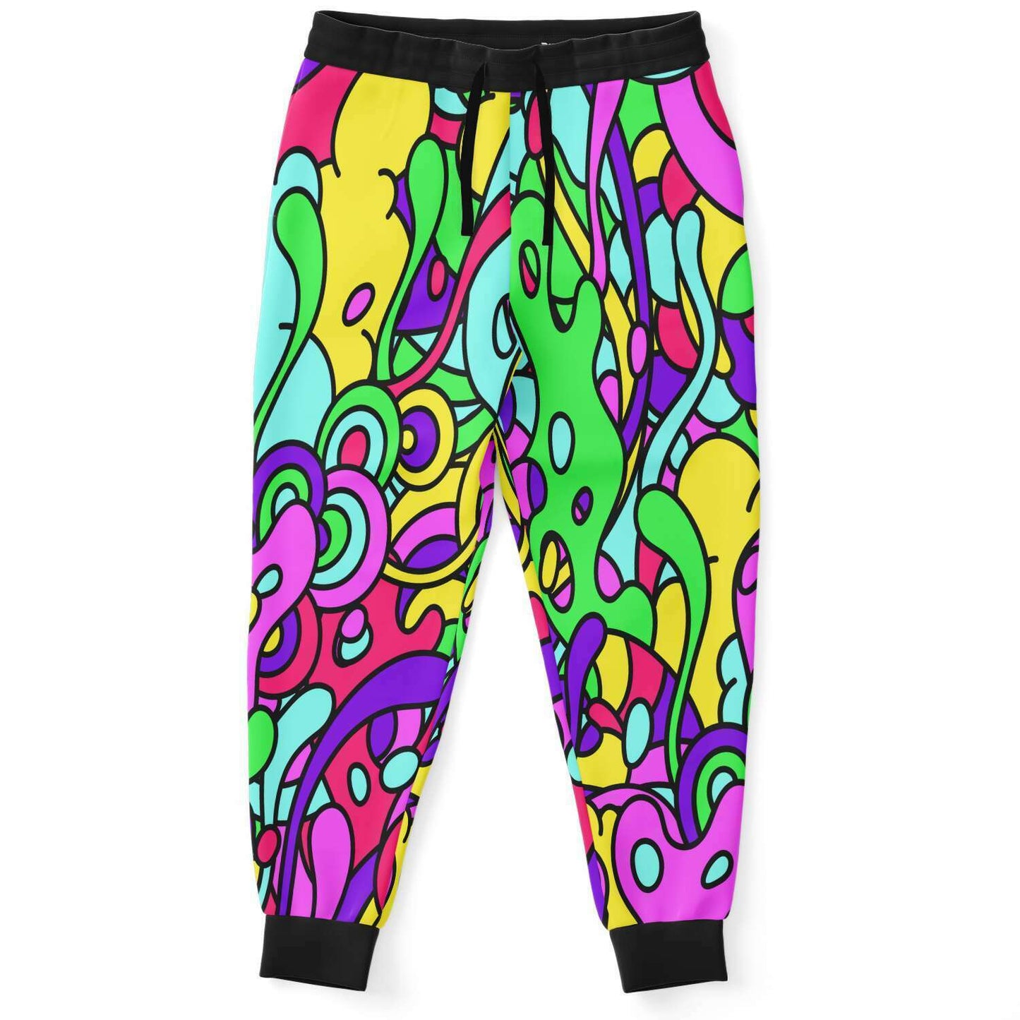 Black Cuffs Abstract Groovy Rave Joggers