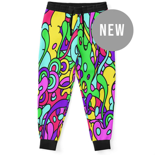Black Cuffs Abstract Groovy Rave Joggers