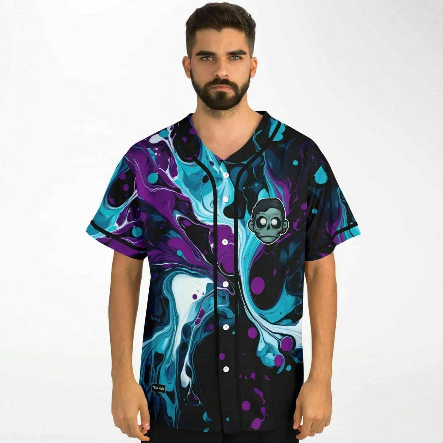 Zomboy Teal Swirled Marble Rave Baseball Jersey