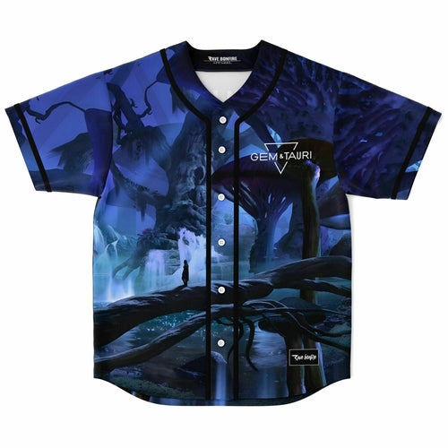 Gem & Tauri Deep Blue Fantasy Bioluminescent Rave Baseball Jersey