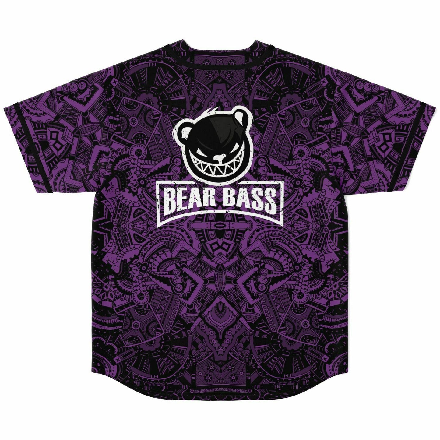 Bear Bass Purple Black Dense Symmetrical Rave Baseball Jersey