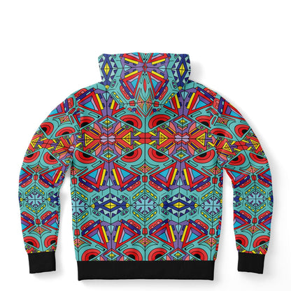Teal Kaleidoscope Doodle Rave Hoodie
