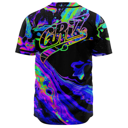 GRiZ Black Psychedelic Marbled Rave Baseball Jersey