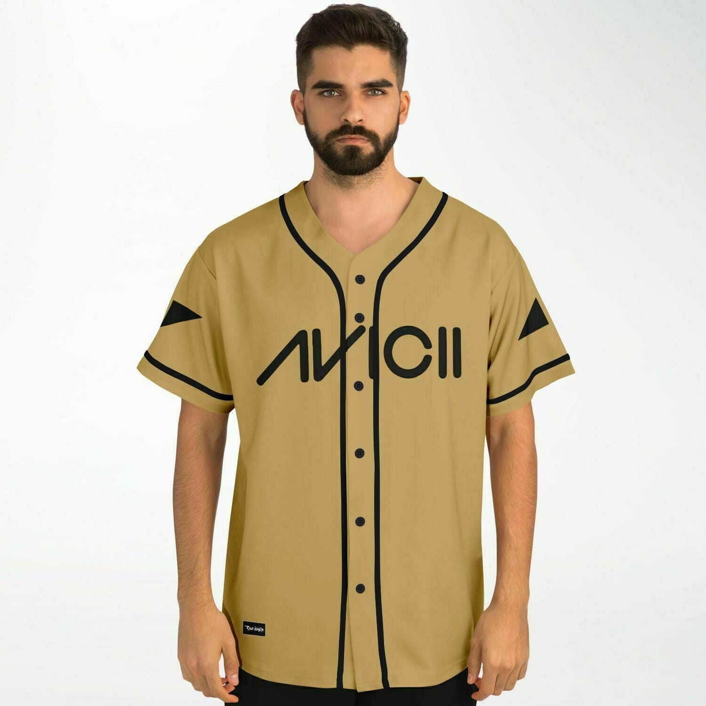 Avicii Tan Wordmark Triangle Rave Baseball Jersey