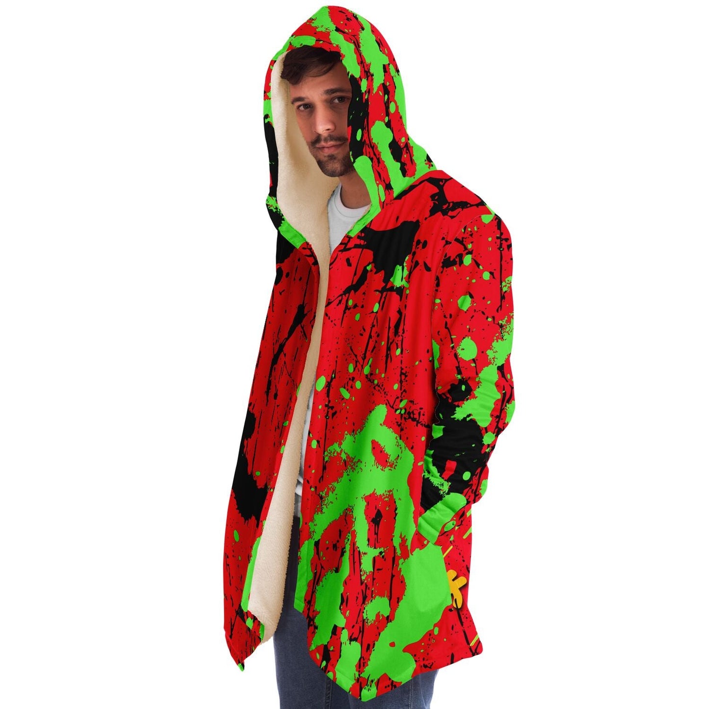 Bright Red Abstract Paint Rave Cloak