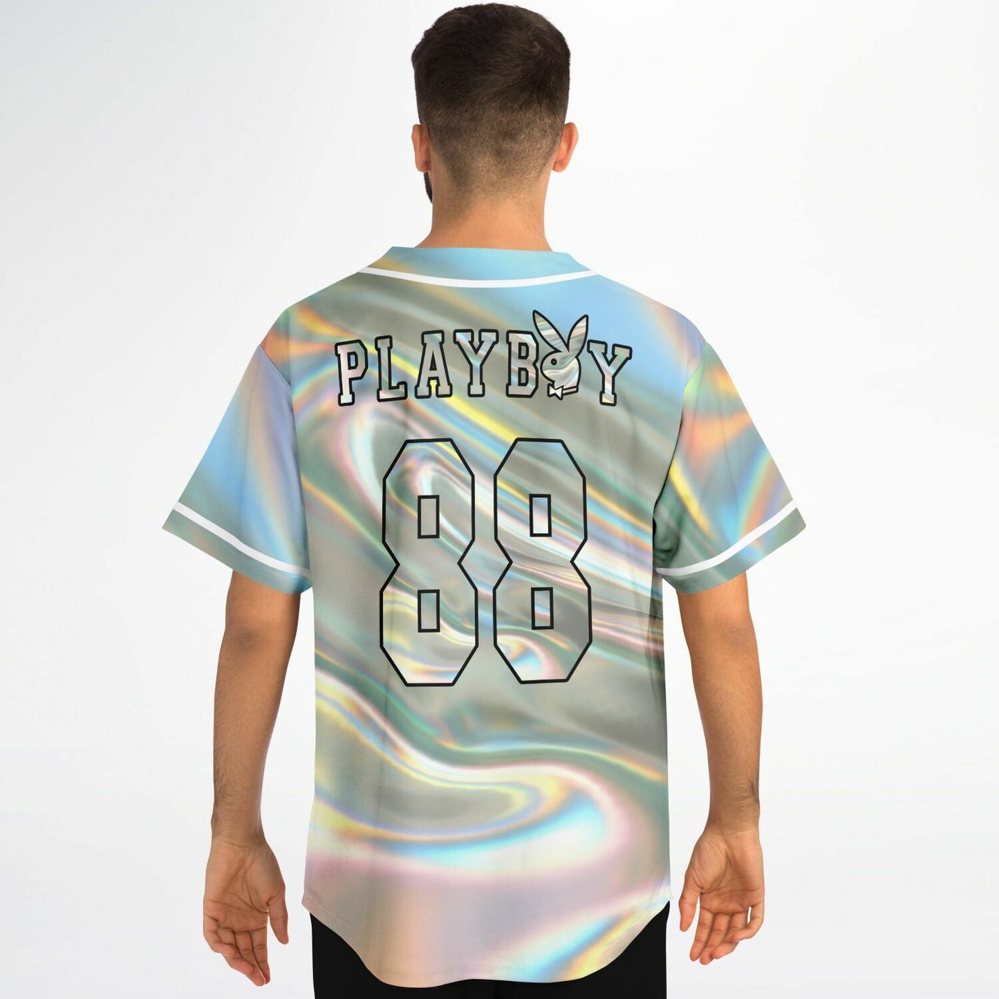 Iridescent Holographic Swirling Rave Baseball Jersey