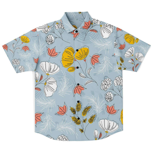 Organic Flat abstract floral short sleeve button down shirt