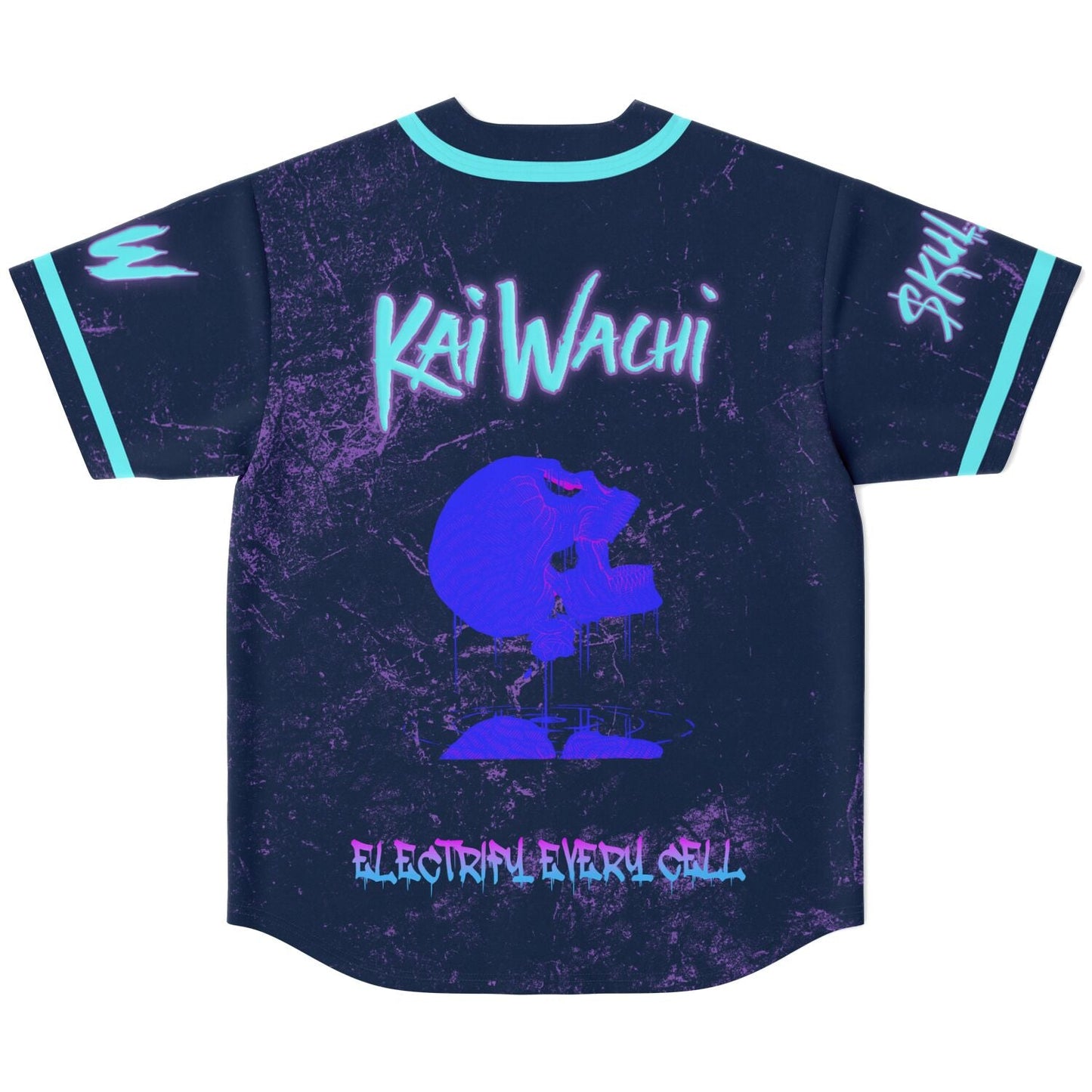 Kai Wachi Dark Navy Grunge Rave Baseball Jersey