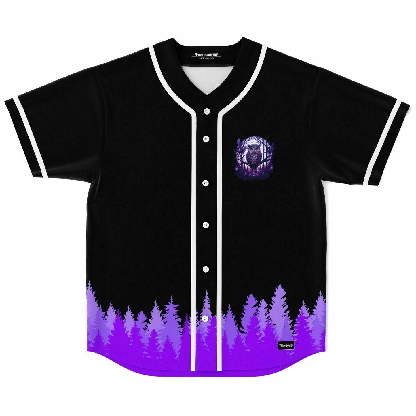 Black Owl Perched Rave Baseball Jersey