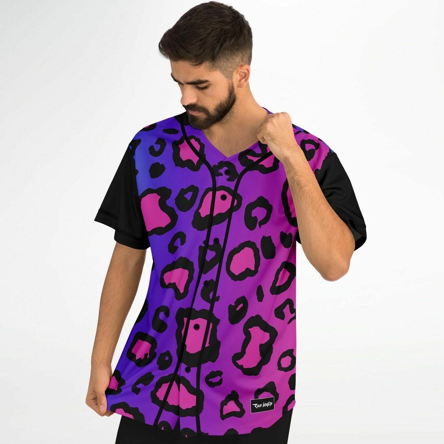 Purple Pink Leopard Rave Baseball Jersey