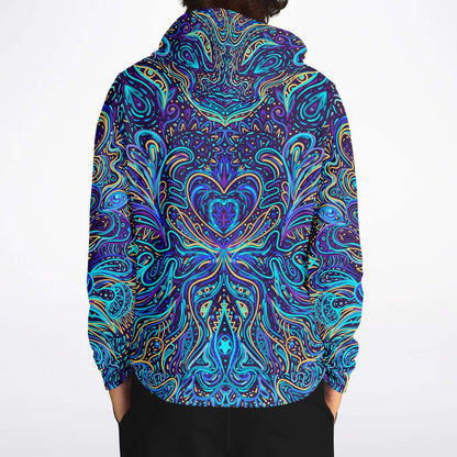 Indigo Psychedelic Doodle Heart Rave Hoodie