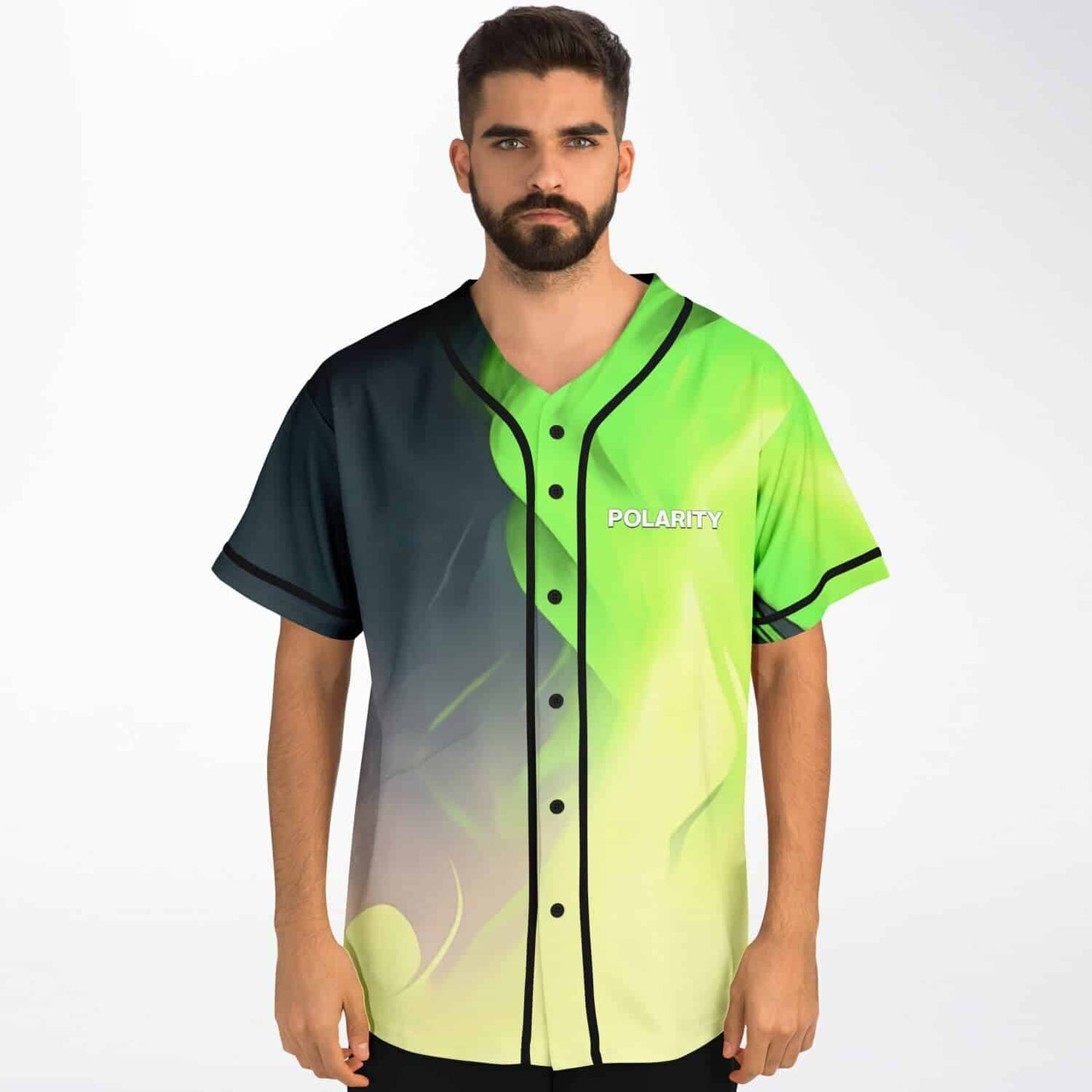 Polarity Bright Neon Green Flame Rave Baseball Jersey