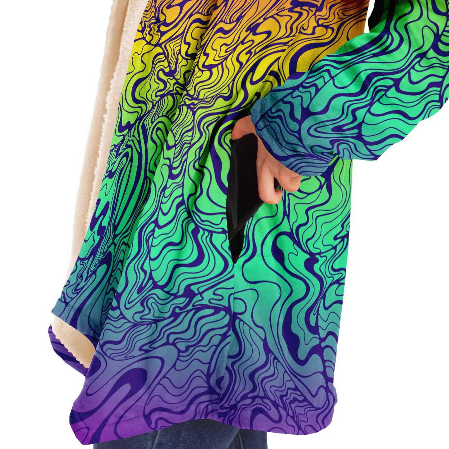 Full Rainbow Trippy Liquid Rave Cloak