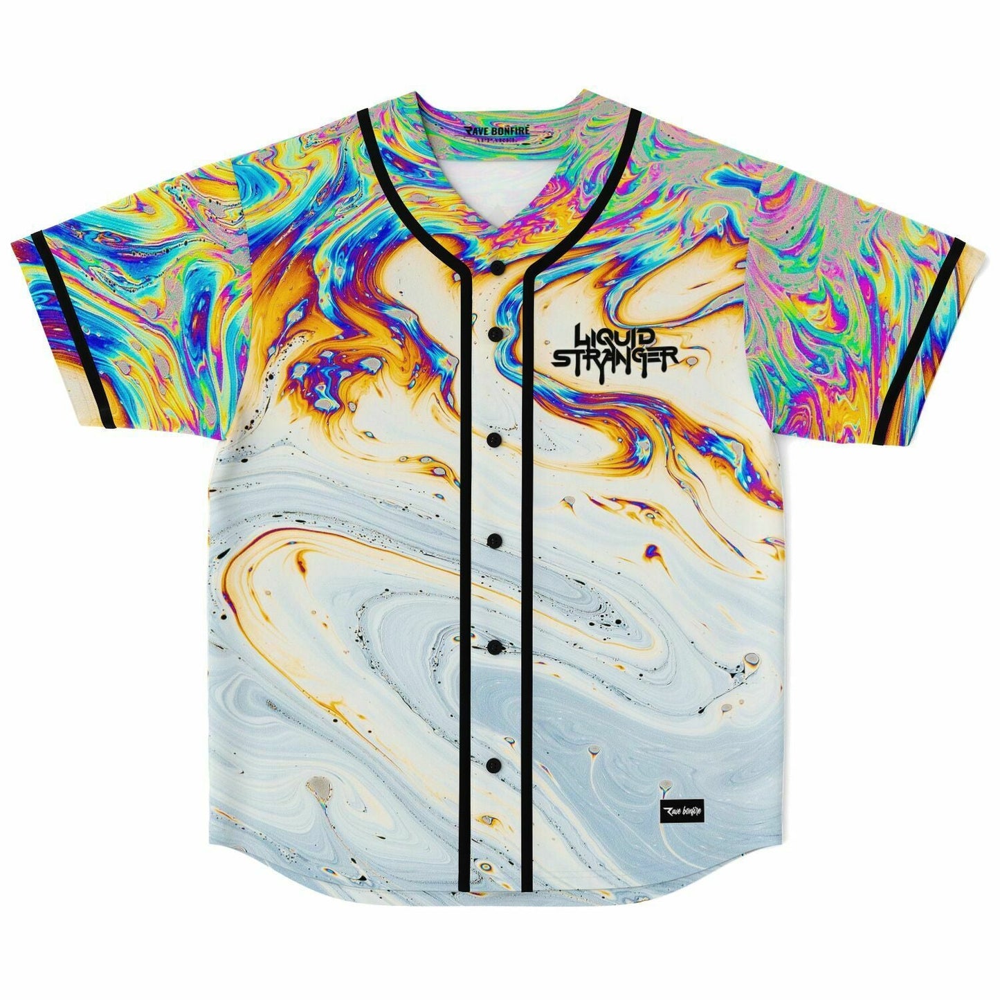 Liquid Stranger Iridescent Soap Oil Slick Rave Baseball Jersey