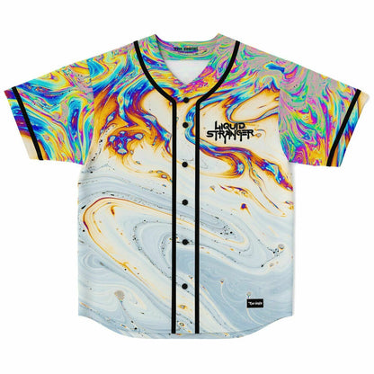 Liquid Stranger Iridescent Soap Oil Slick Rave Baseball Jersey