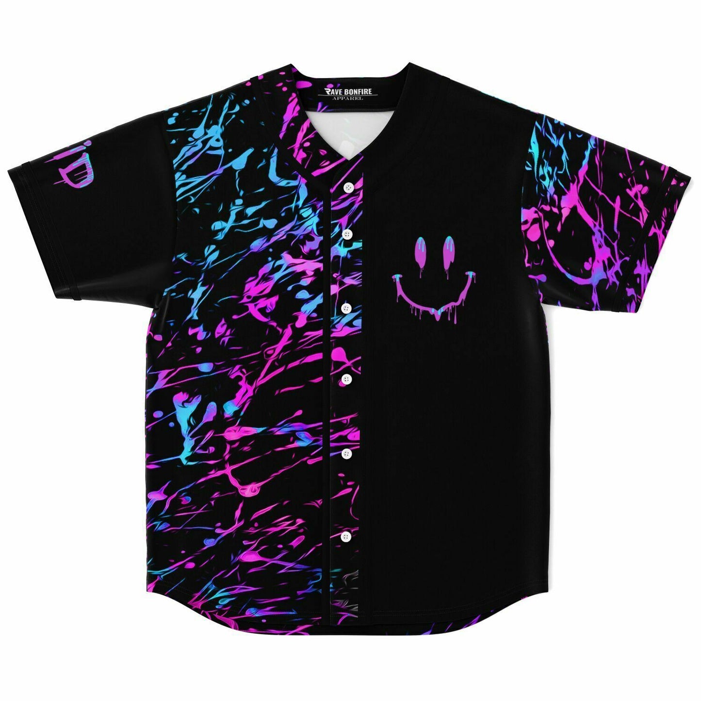 Black Splatter Rave Baseball Jersey