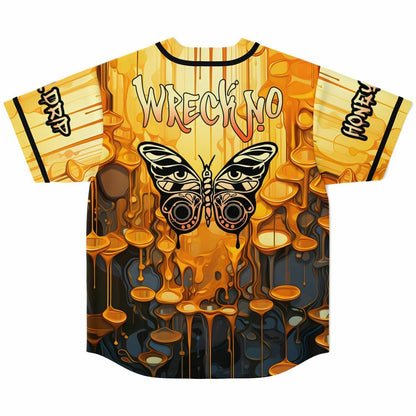 Wreckno Golden Yellow Dripping Honey Rave Baseball Jersey