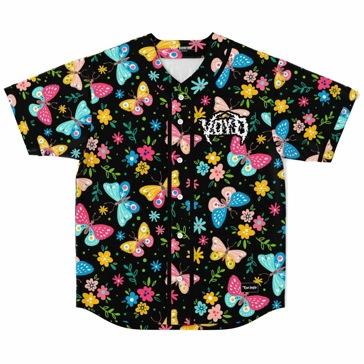 SVDDEN DEATH Black Colorful Butterflies Rave Baseball Jersey