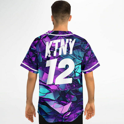 Teal Shattered Rave Baseball Jersey
