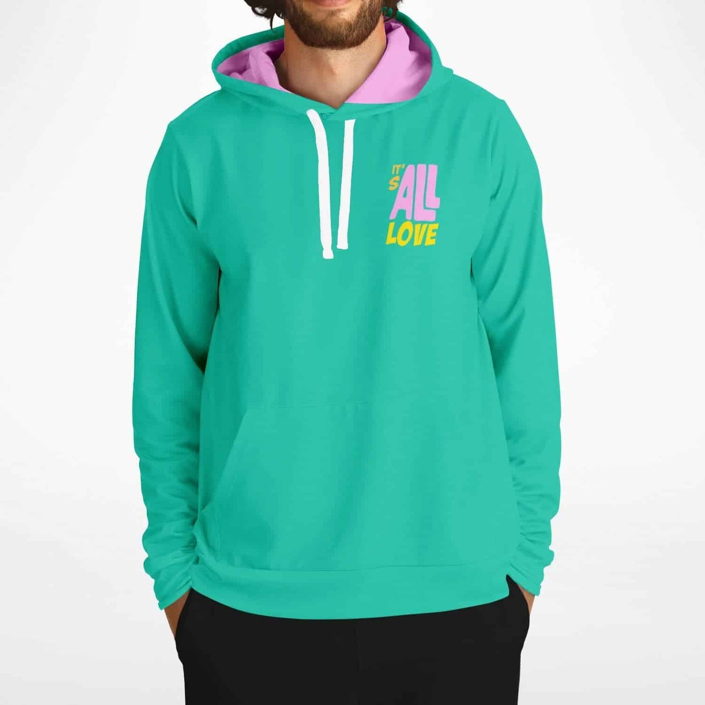 It’s All Love Teal Bubble Letter Rave Hoodie