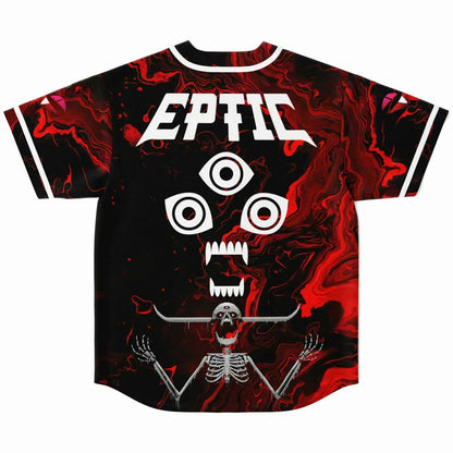 Eptic Black Red Horned Three Rave Baseball Jersey
