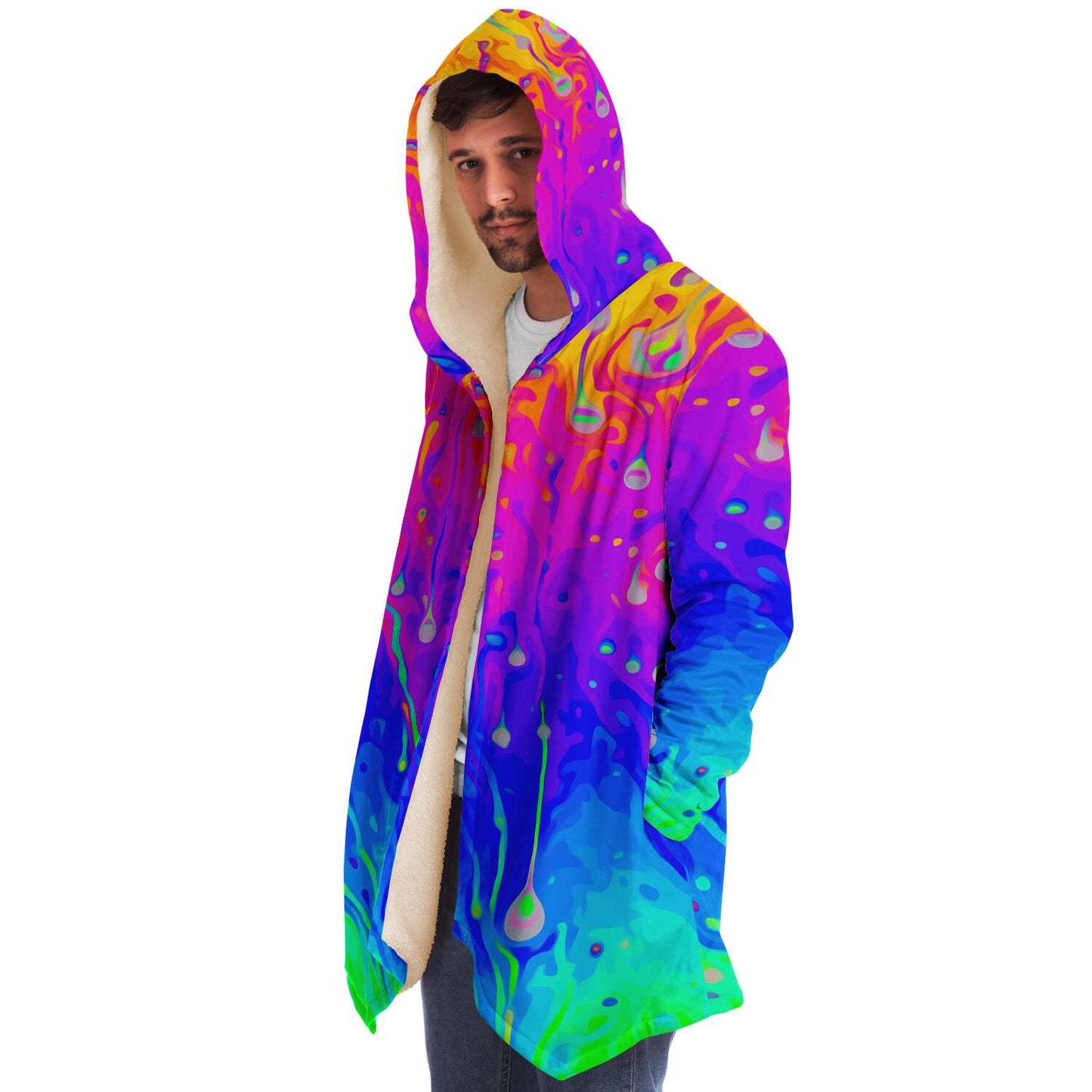 Rainbow acid trip hooded cloak