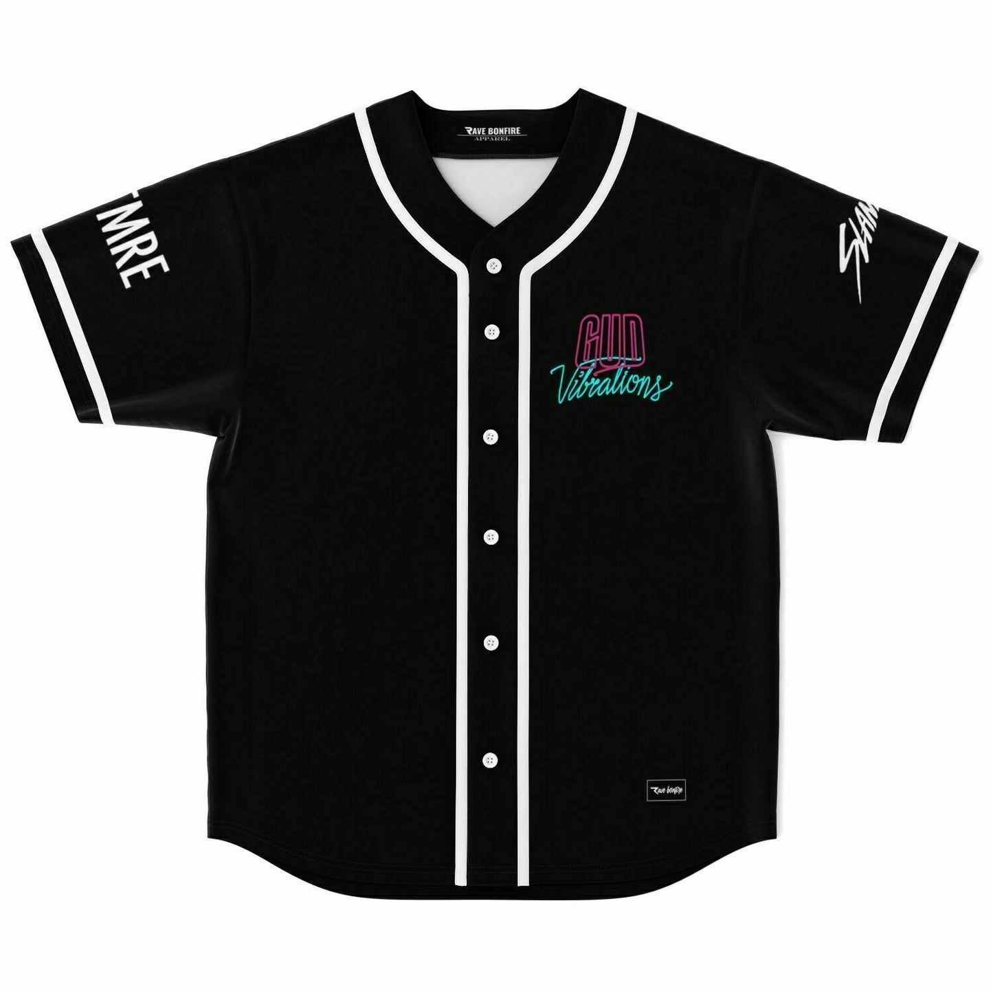 GUD Vibrations Black Body Neon Label Rave Baseball Jersey