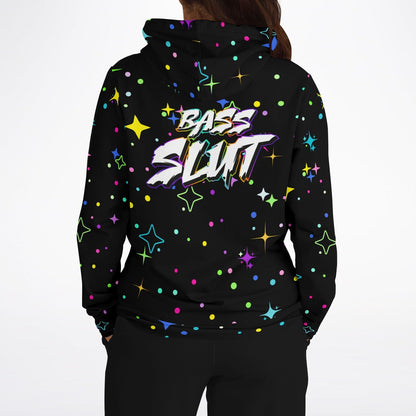Bass Slut Neon Sparkle Black Rave Hoodie