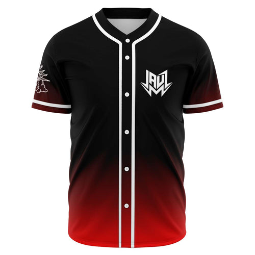 JAUZ Black Bright Red Gradient Rave Baseball Jersey