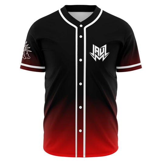 JAUZ Black Bright Red Gradient Rave Baseball Jersey