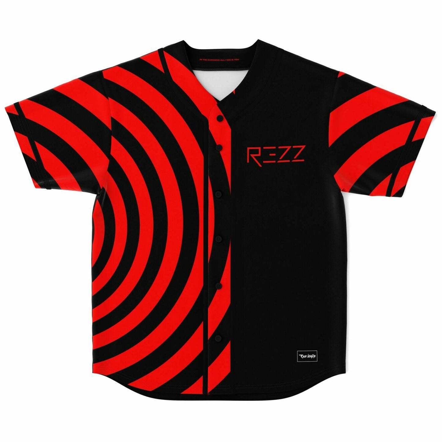 Rezz Black Red Hypnotic Concentric Rave Baseball Jersey