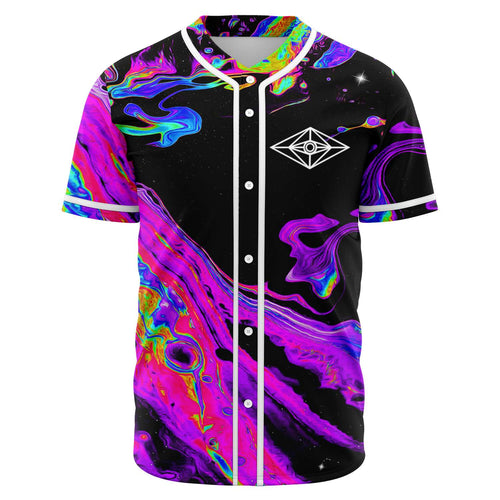 SLANDER Black Psychedelic Liquid Rave Baseball Jersey